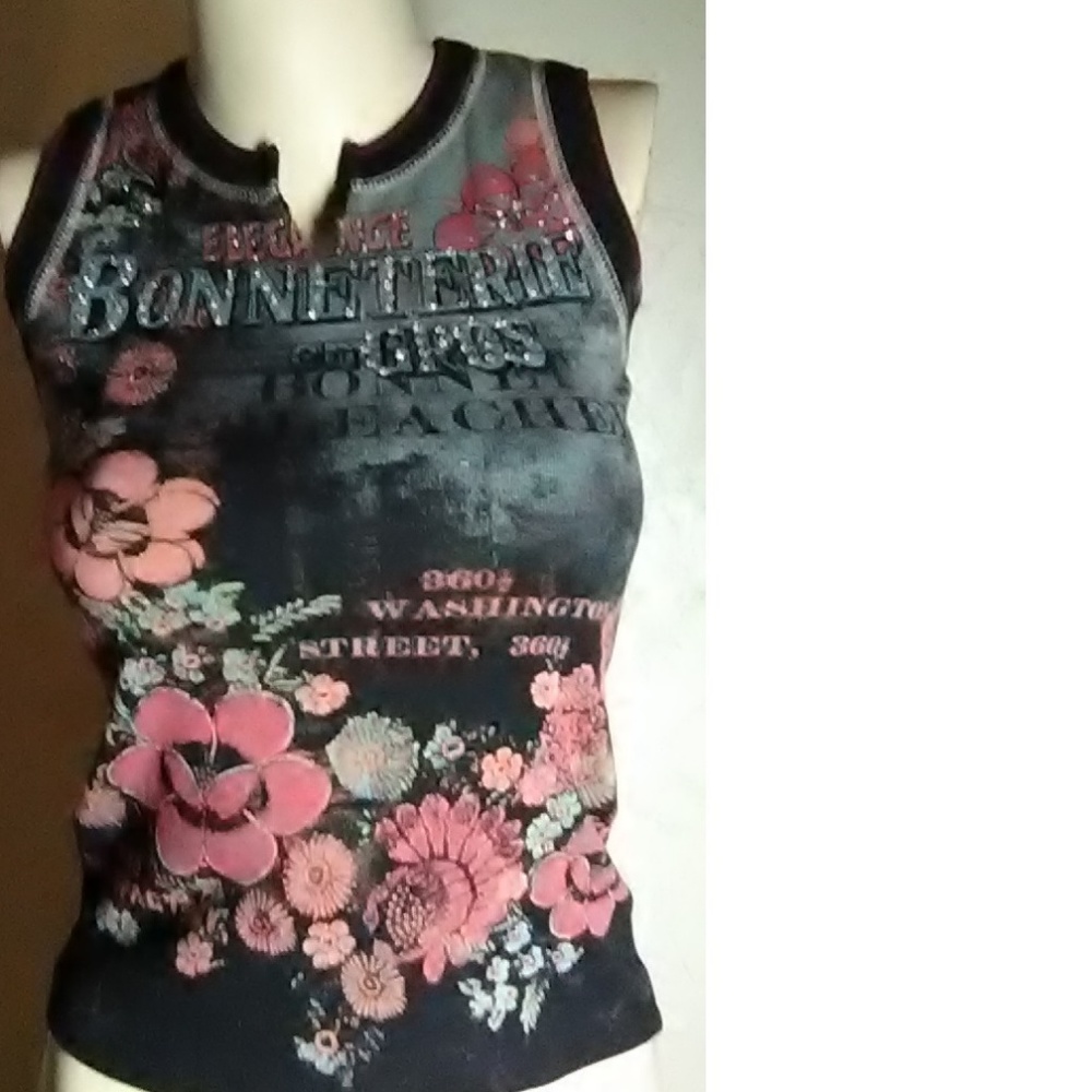 Skinnie Minnie New Black Gray Knit Top Size S - Picture 6 of 7